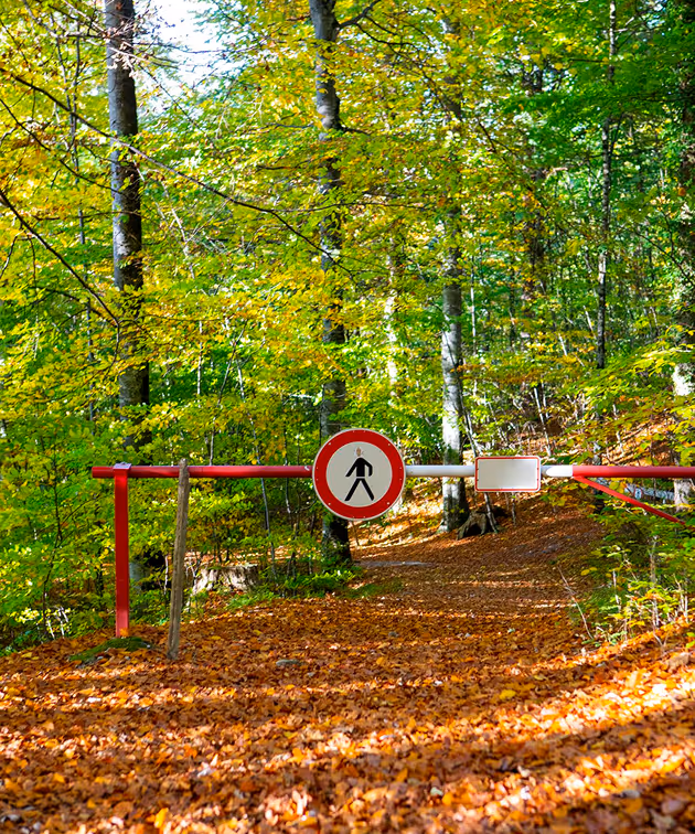 Barrier gate on path